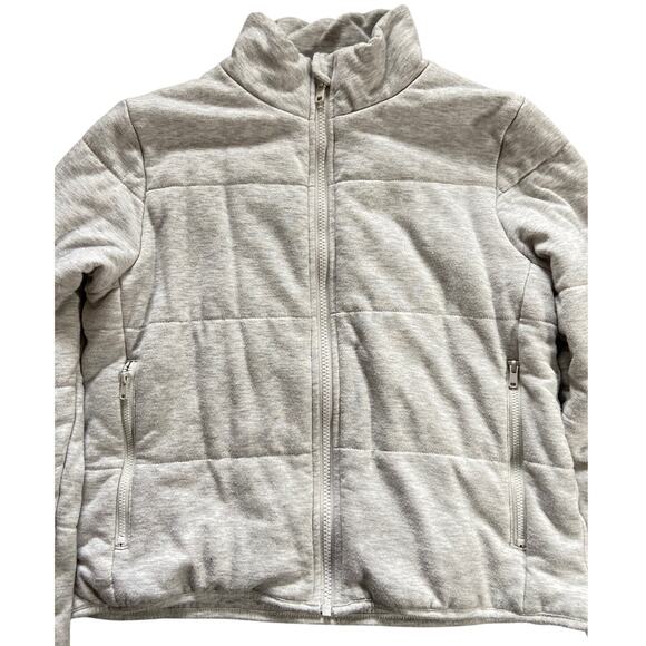 Three Dots Quilted Knit Cropped Puffer Jacket Pockets Zip Up Gray Women Size XS - Picture 3 of 4